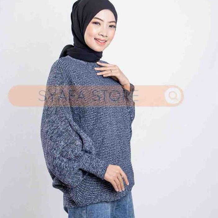 지 Blouse Becca Sweater Batwing Oversize Lengan Balon Bahan Tebal/Atasan Rajut Wanita/Blouse Twist Ba