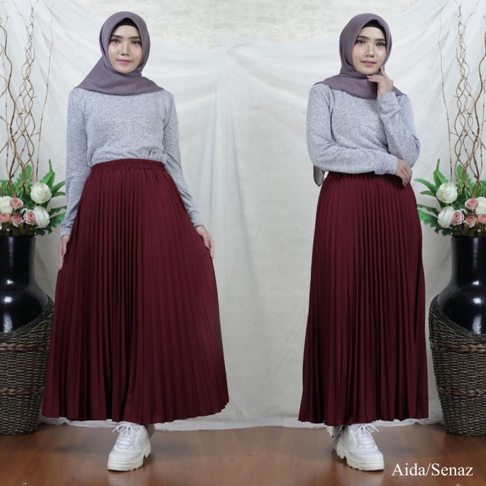 Rok Plisket Mayung lipit besar / Rok plisket skirt panjang / Flare skirt / rok hyget murah