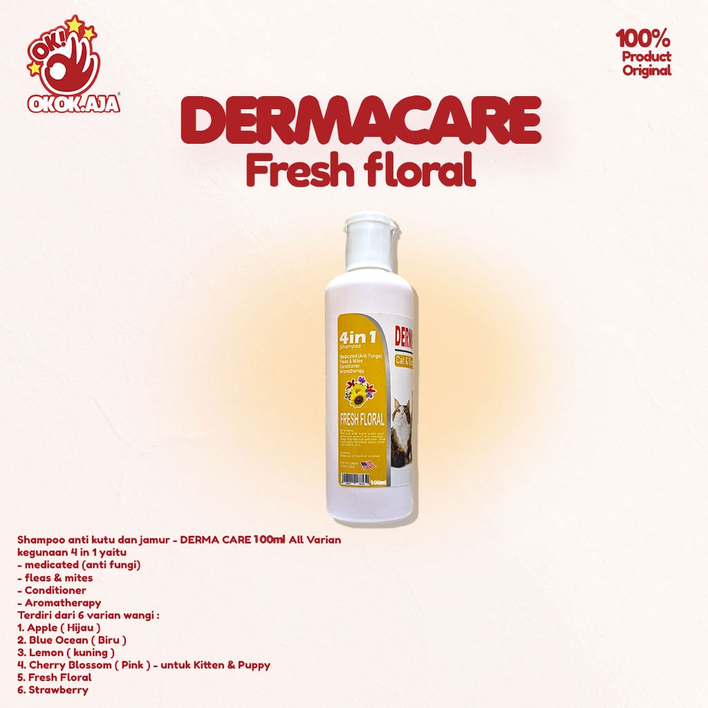 Shampoo wangi anti kutu dan jamur untuk kucing atau anjing - DERMA CARE 100ml