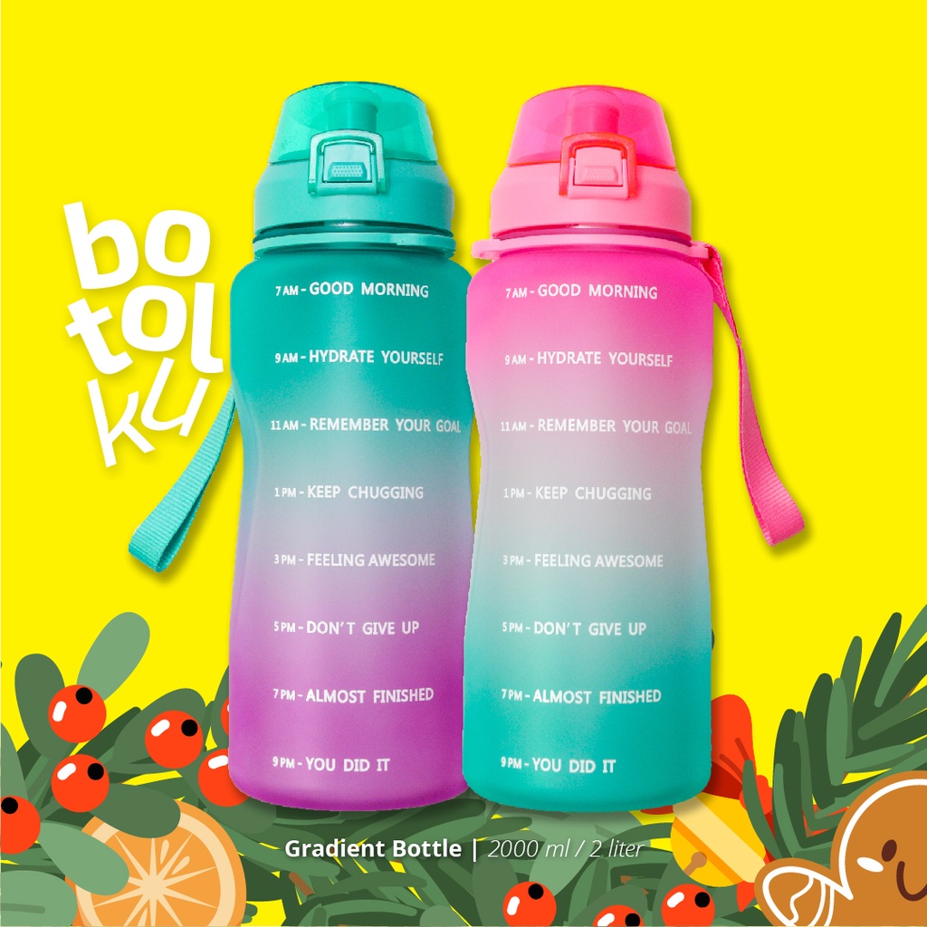 BOTOL MINUM 2 LITER / BOTOL MINUM MOTIVASI VIRAL / BOTOL QUIFIT MURAH / BOTOL MINUM BPA FREE