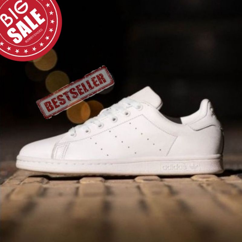 Sepatu Ads Stan Smith Full White Original / Sneakers Pria Original / Sepatu Putih Polos Pria