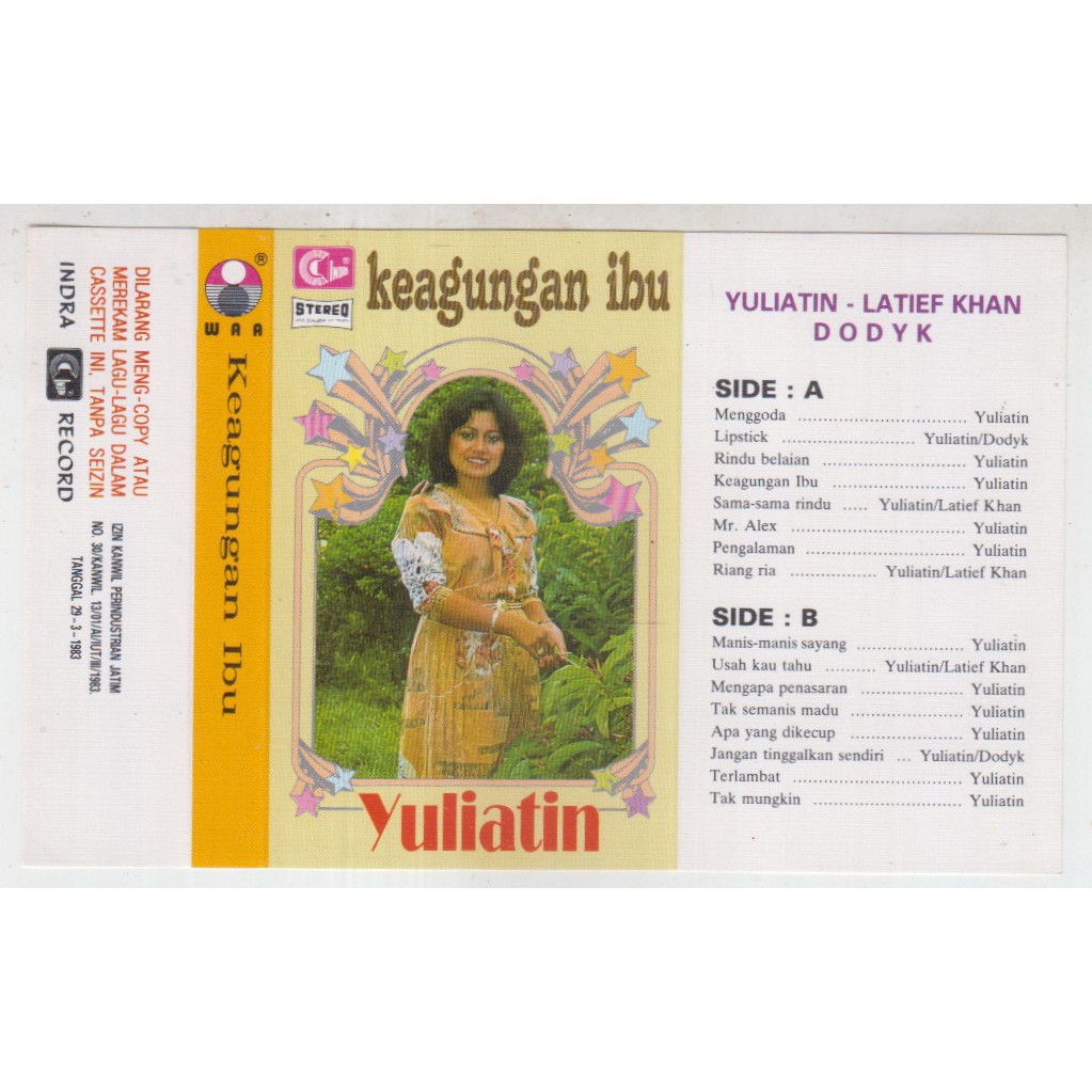 COVER SAMPUL KASET YULIATIN - KEAGUNGAN IBU