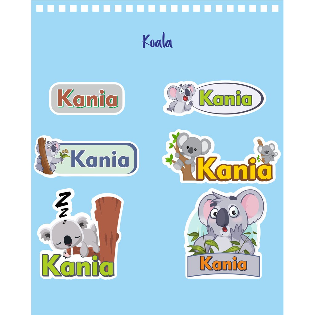 

192pcs Stiker Label Nama Kekinian Tahan Air & Anti Luntur untuk Umum Tema Koala