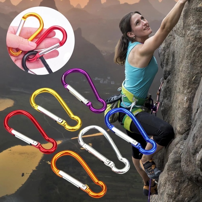 5pcs Gantungan Kunci Bentuk D Bahan Stainless Steel Aluminum Multifungsi Untuk Rock Climbing