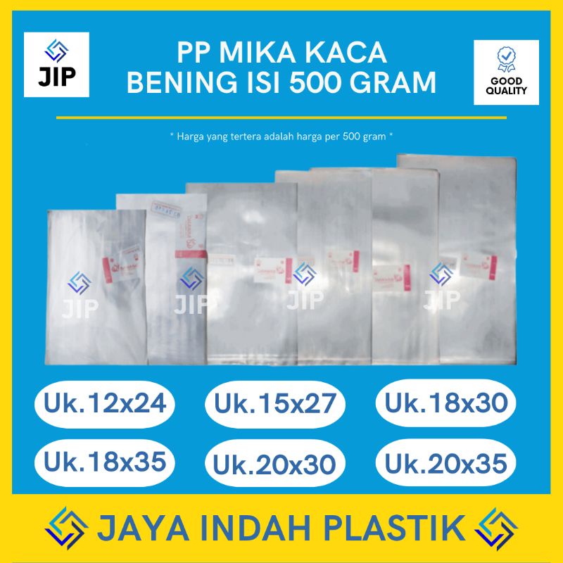 Plastik pp kaca / mika tebal 0,10 / Plastik pp bening tebal 0,10 isi 500gram