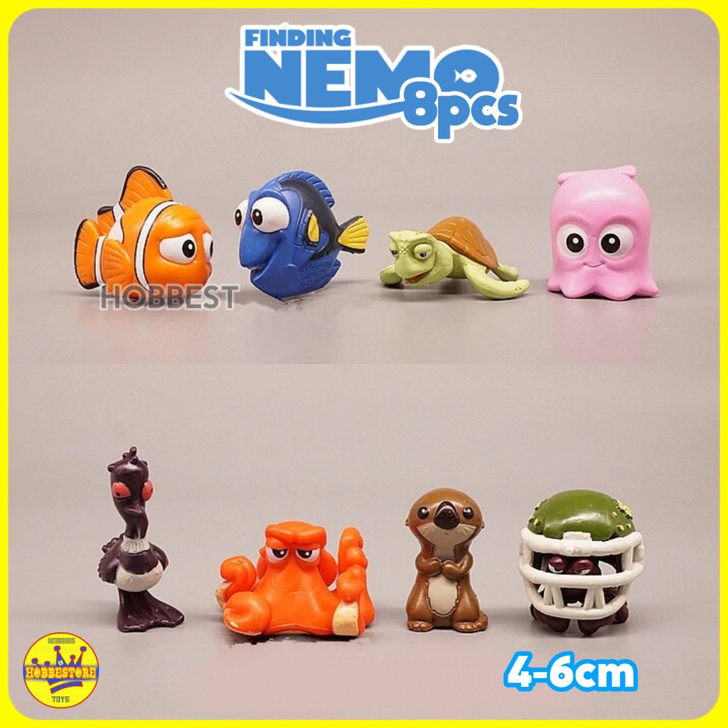 Action Figure FINDING NEMO isi 8 pcs - Miniatur Topper Kue Pajangan Mainan Ikan Dory Sea World