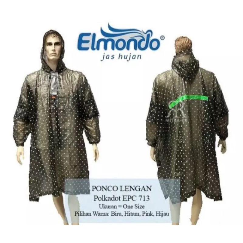Jas Hujan Poncho Lengan Elmondo 713 Polkadot / Mantel Hujan Elmondo Pria Wanita Dewasa