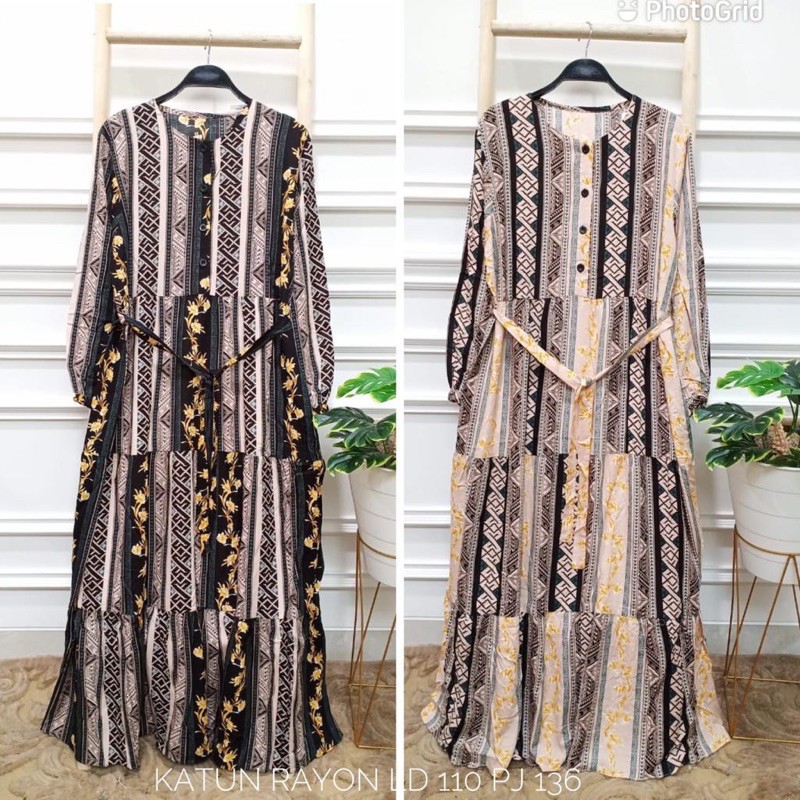 Gamis Katun Rayon motif