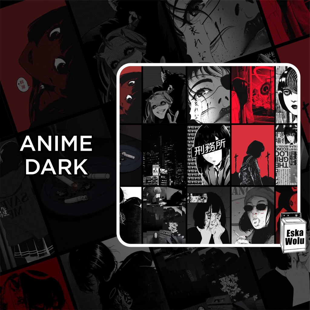[PAKET POSTER DINDING ISI 10pcs] ANIME ATTACK ON TITAN, HAIKYU, TOKYO REVENGERS, KIMETSU NO YAIBA-DARK ANIME