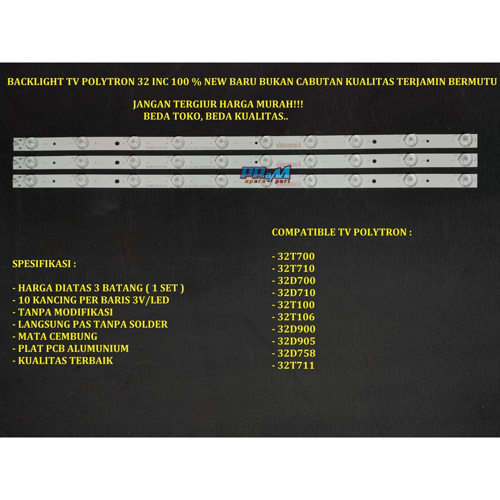 Backlight Led Tv POLYTRON 32 INC 32D710 Lampu Tv POLYTRON BL 32D710 32T700 32T710 32D700 32D710 32T1