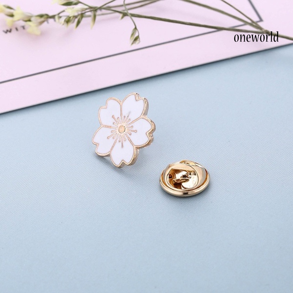 OW@ Sweet Women Cherry Blossom Flower Enamel Brooch Pin Suit Collar Badge Jewelry