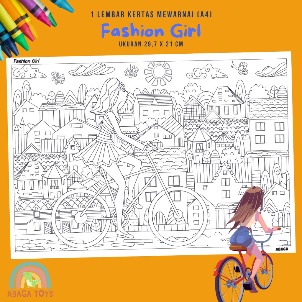 (Min Order 10Pcs) Kertas Gambar Mewarnai A4 - Latih Imajinasi, Kreativitas, Eksplorasi Warna (Coloring Page)-3