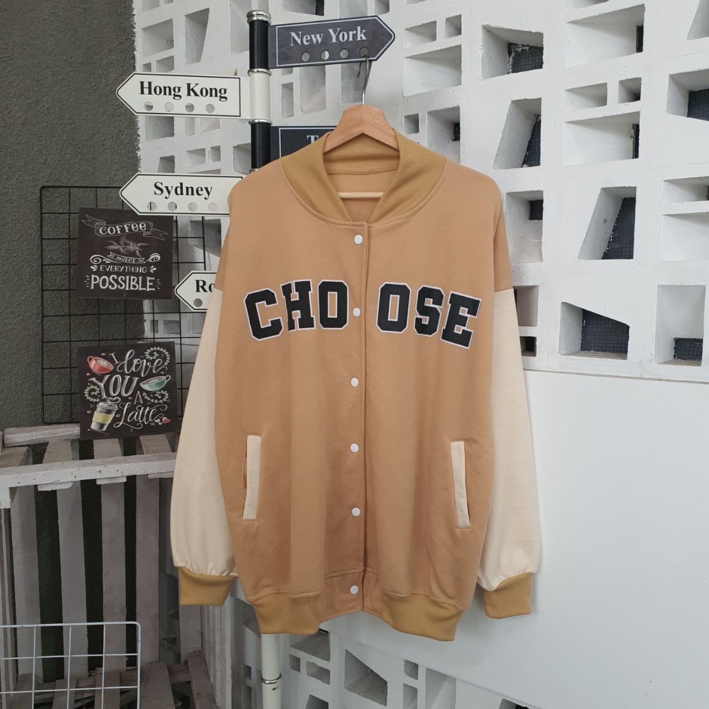 Varsity Jaket Oversize Choose Bahan Flece