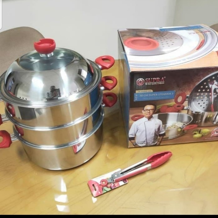 Supra Panci Stainless Super Steamer 30 Cm 3 Susun Warna Hi Dome