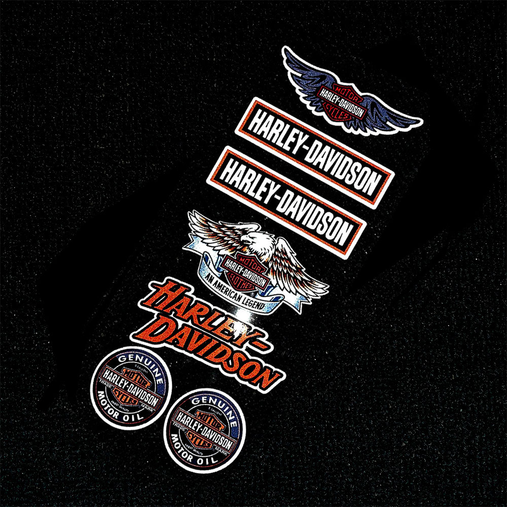 Stiker Vinyl Reflektif Motif Harley Davidson Warna Biru Untuk Fender Samping Motor / Sepeda / Yamaha / Honda / Suzuki / Kawasaki