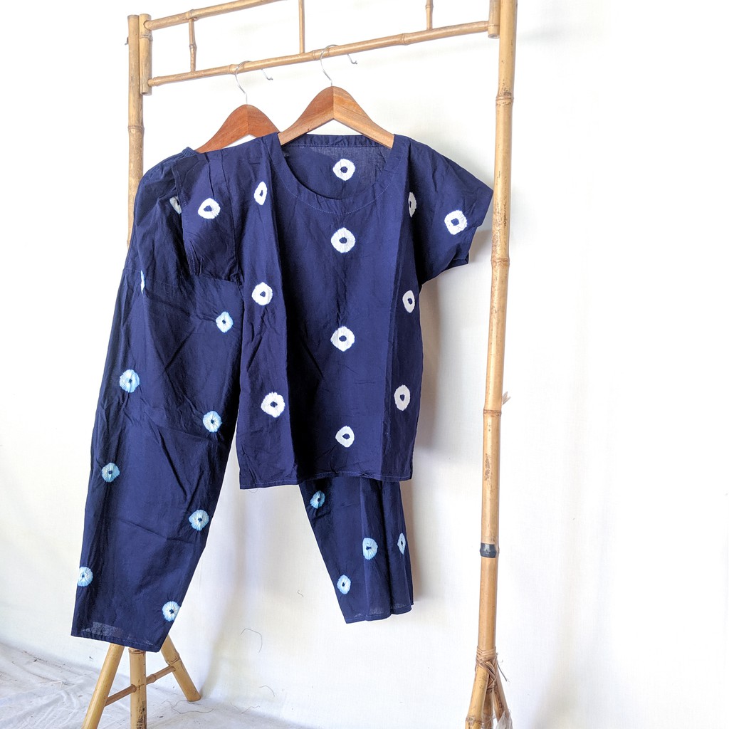 Setelan Jumput Jumputan Asli Celana Panjang Motif Klasik One Set Shibori