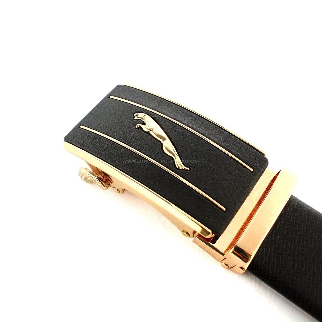 TOKOKOE - Gesper Ikat Pinggang Pria model Rel Big Size Kulit - JAGUAR JG7 Hitam