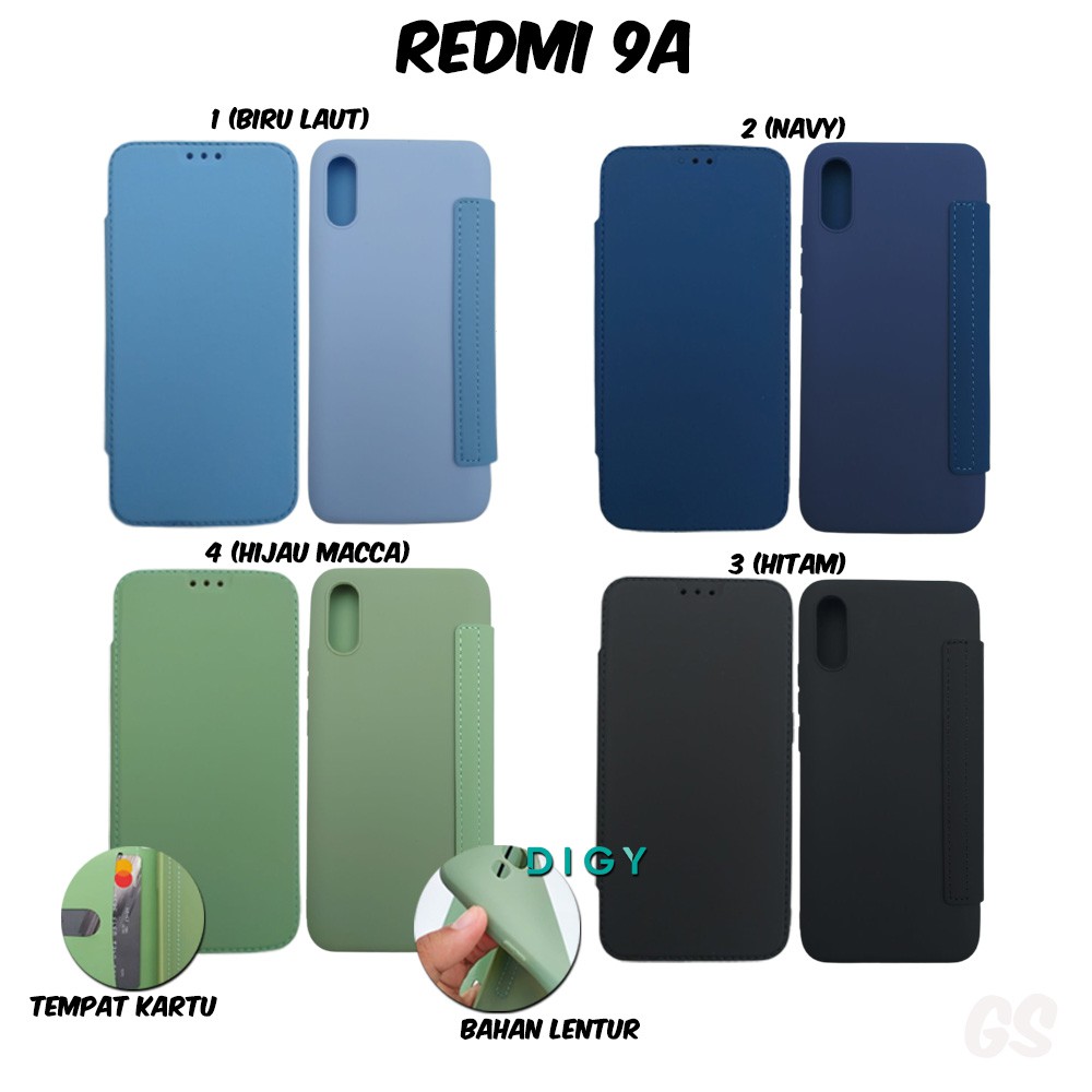 Spesial Murah import Casing  REDMI 9A Flip Cover Candy Flip Cover Mirror REDMI 9A Standing Case