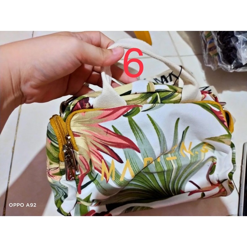 Tas FLOWER 4 RUANG canvas FREE POUCH+ DUSBAG+paperbag UK 24x16cm kode 7733