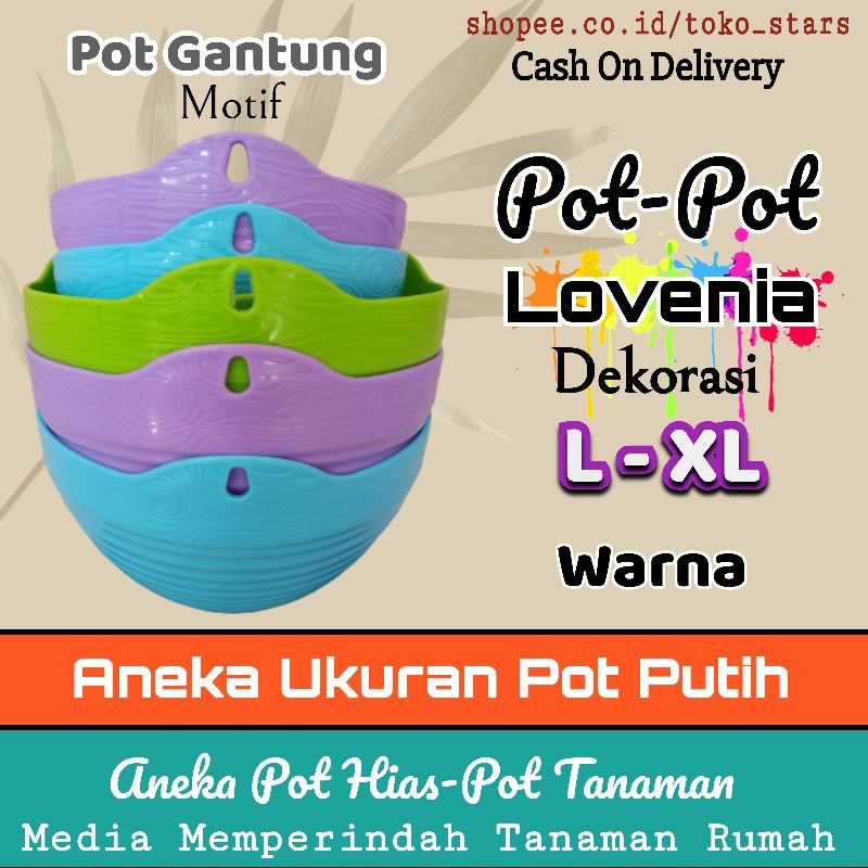 Pot Putih Gantung XL Besar Lovenia Top Quality Pot Ulir Pot Grosir Pot Plastik Pot Bunga Tanaman Pot