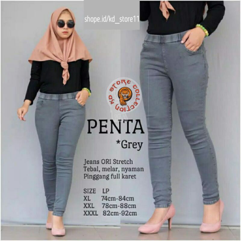 Celana jeans fashion cewek legging karet