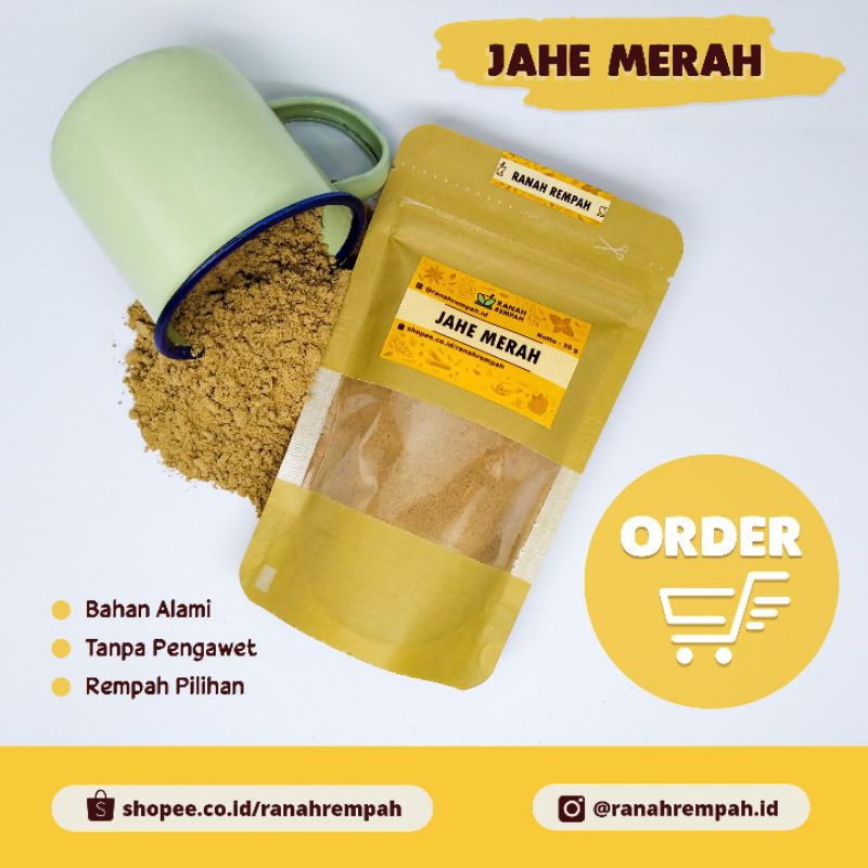 

JAHE MERAH BUBUK ALAMI (50 gram) | RANAH REMPAH