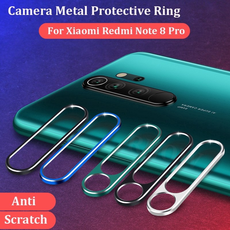 For Xiaomi Mi Redmi Note 8 Pro Camera Lens Metal Ring Protector+Tempered Glass