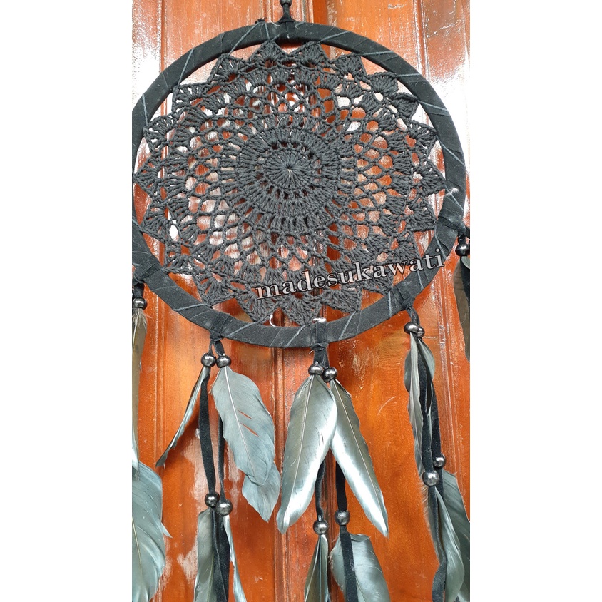 Dream catcher sulam diameter 22cm dekorasi gantungan hiasan bulu ayam