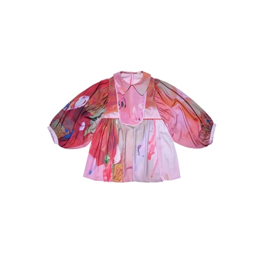 Pink Fireworks Baloon Sleeve Top
