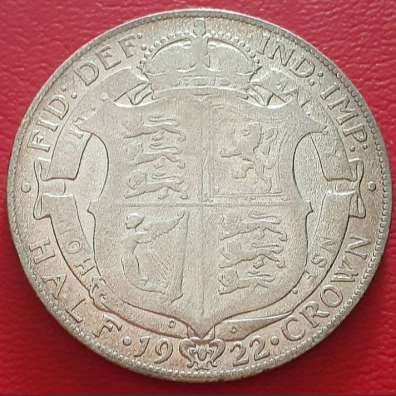 Uang Koin Perak Kuno Half Crown Inggris Tahun 1922 Silver Coin