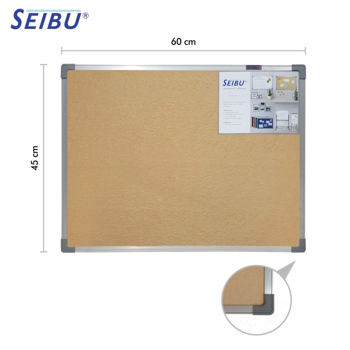 

Softboard Cork Pin Board / Papan Mading Gantung Seibu 45 x 60 cm promo