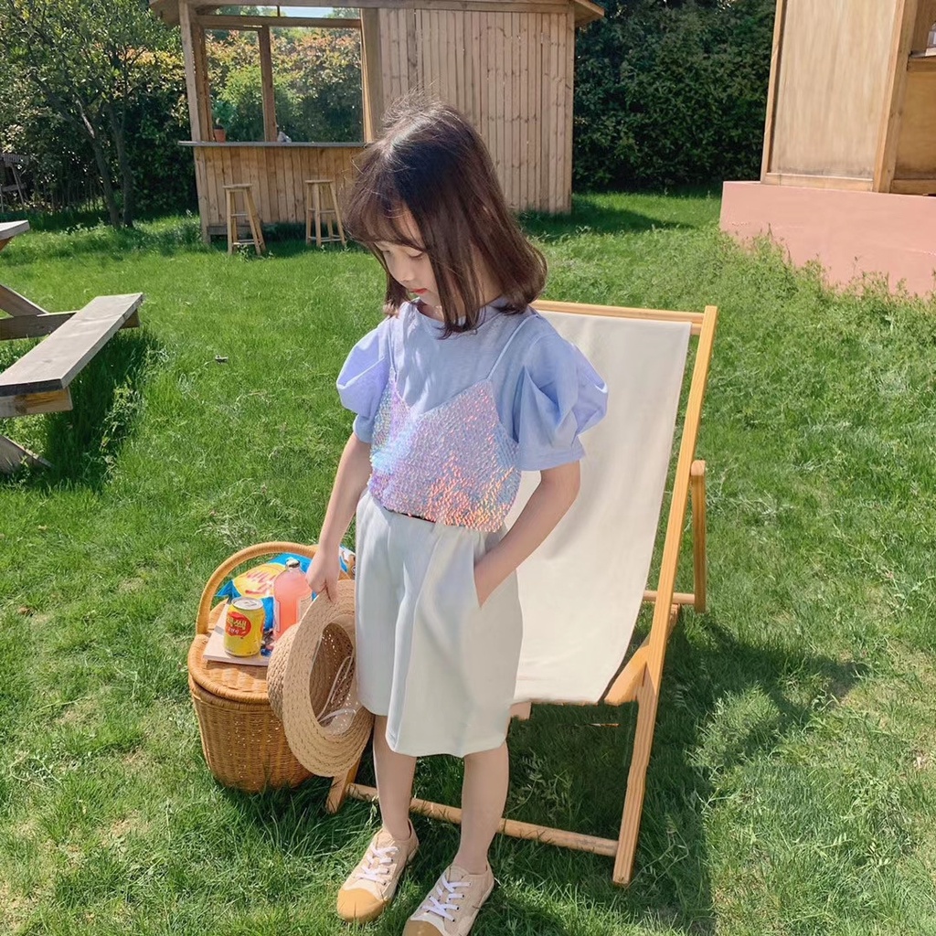 babyfit setelan celana SEQUIN blouse import baju anak perempuan dengan belt import