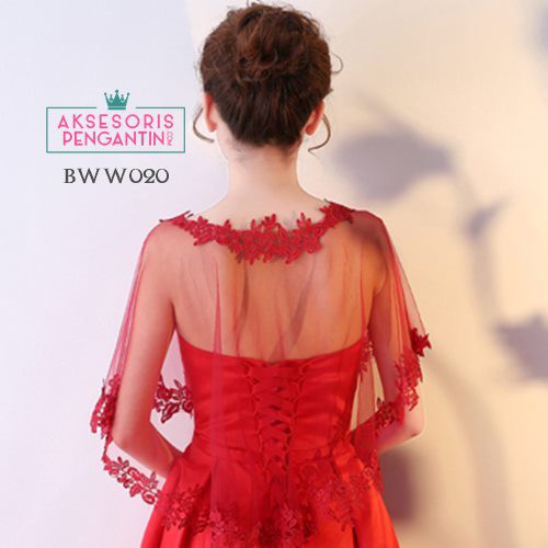 [READY STOCK] BOLERO KARDIGAN BROKAT KOREA AKSESORIS PENGANTIN LACE MAROON BWW020