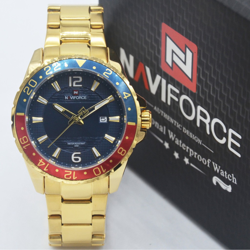 Jam Tangan Naviforce NF9192 Gold Blue Red Original