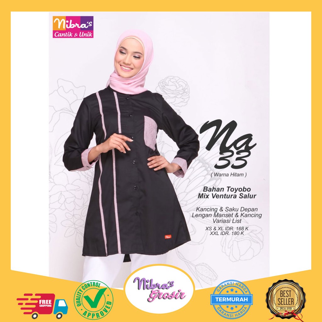 Kemeja Original Muslimah Toyobo Nibras NA 33 Atasan Wanita Branded