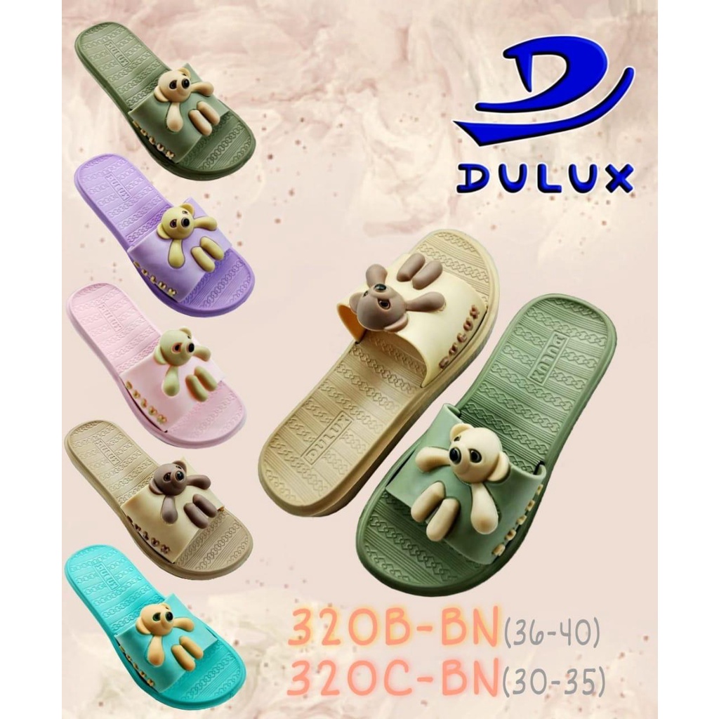 DX-320C-BN Sandal Selop Anak Perempuan / Sandal Remaja Motif Boneka Bear Lucu Merek Dulux Size 30-35