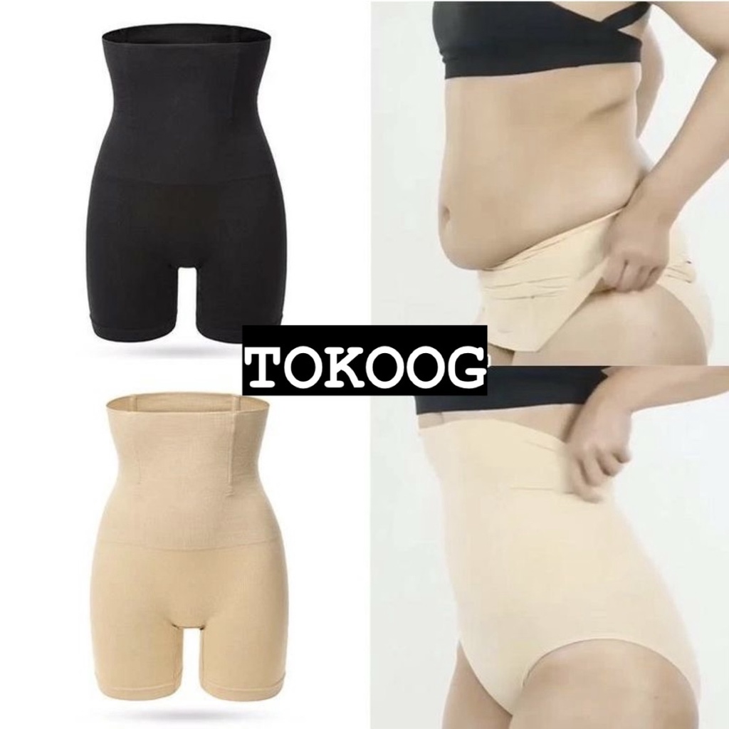 CELANA KORSET SLIMMING HIGH WAIST BOXER CELANA PELANGSING HITAM KREM M - L , XL - XXL SOFIE