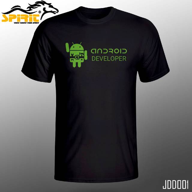 Baju Kaos Atasan Pendek Spirit T-Shirt Android Developer Murah Terbaru Size S~XXXL