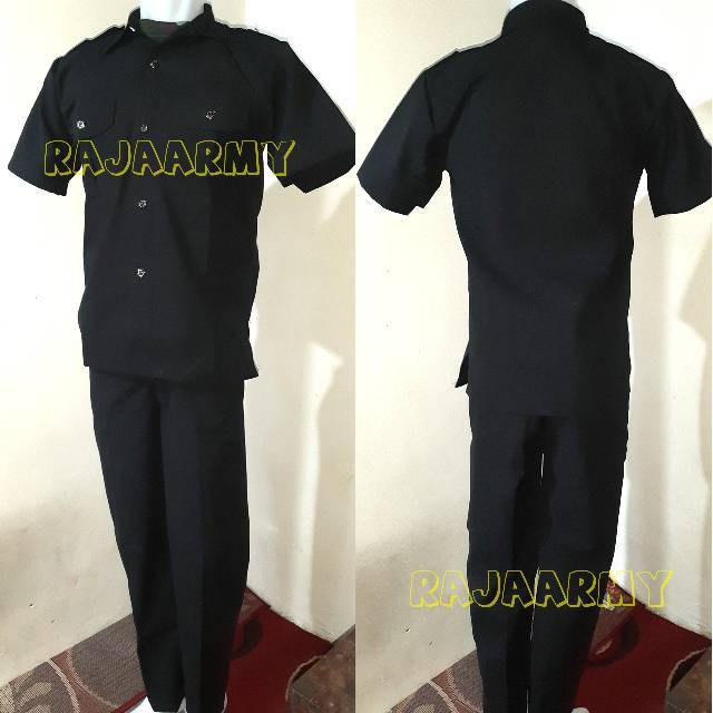 Seragam Safari Hitam Lengan Pendek
