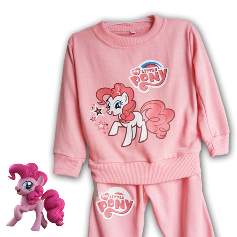 Baju Little Pony Setelan Jogger Sweater Training Anak Pink Umur 2 3 4 5 6 Tahun