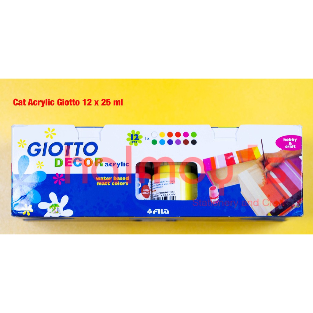  CAT  AKRILIK  ACRYLIC COLOUR GIOTTO  25 ML X 12 WARNA 