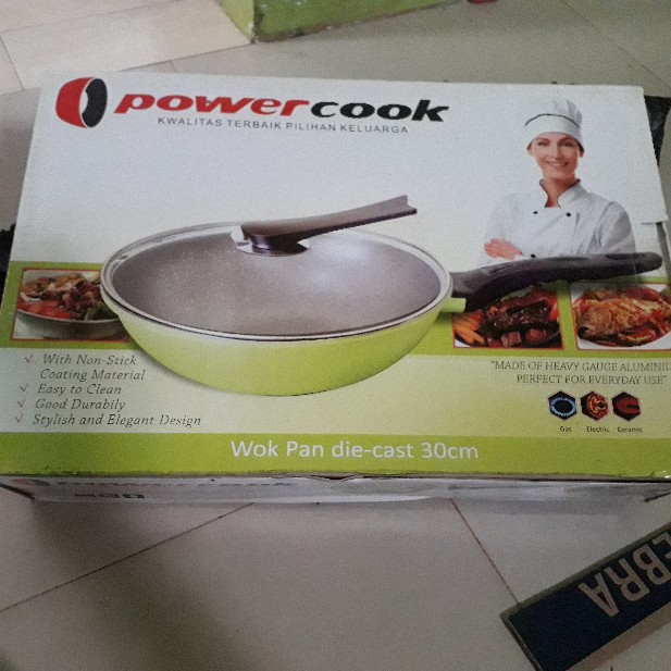 Wok Pan Powercook 30 Cm Wajan Serbaguna Penggorengan Anti Lengket