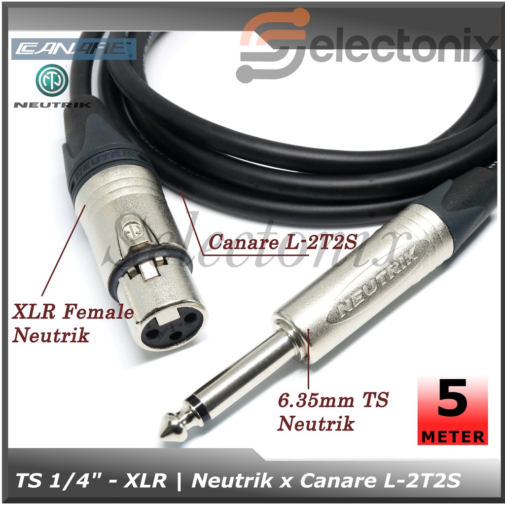 [5m] Kabel Mic 1/4 TS - XLR | Canare x Neutrik