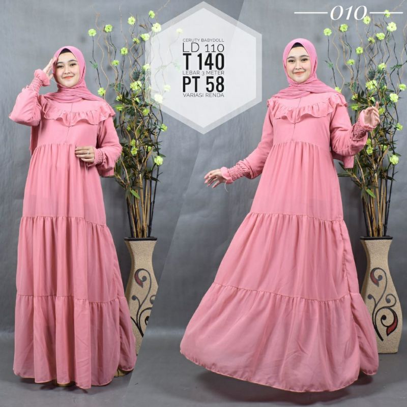 Gamis Wanita Murah Terbaru 2021 Dewasa Remaja Kekinian Putih Polos Original Muslim Syari Busui Tile