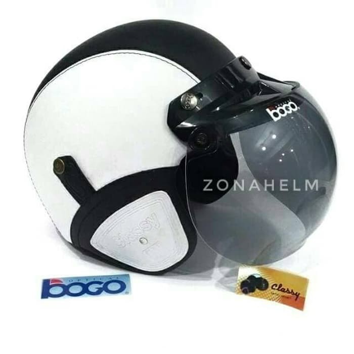 Helm bogo kulit SNI dewasa putih hitam kaca bogo ASLI bisa pilih warna