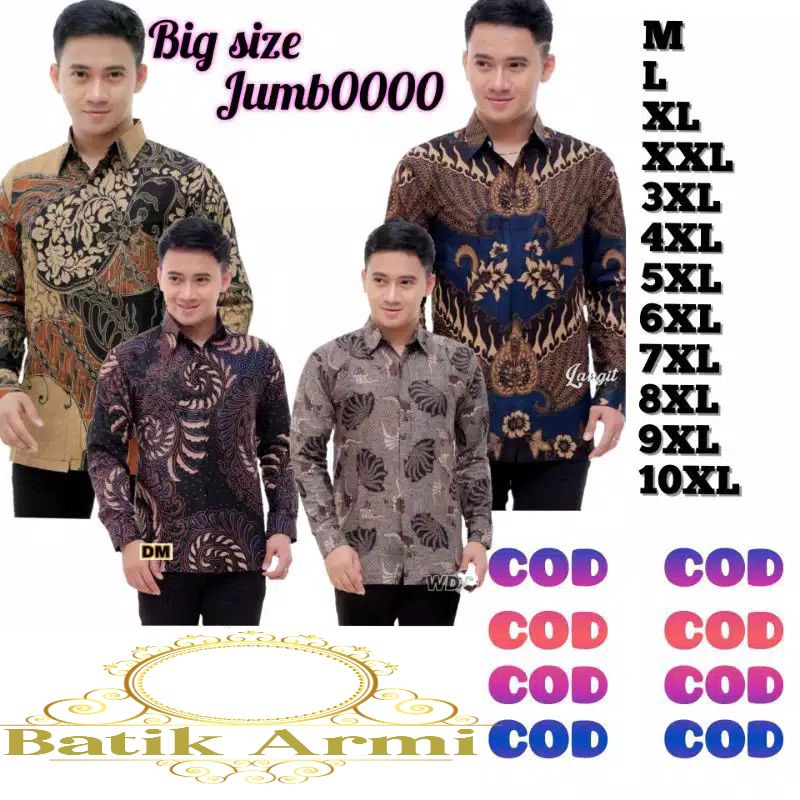 KEMEJA BATIK PRIA LENGAN PANJANG BIG SIZE JUMBO ARMI