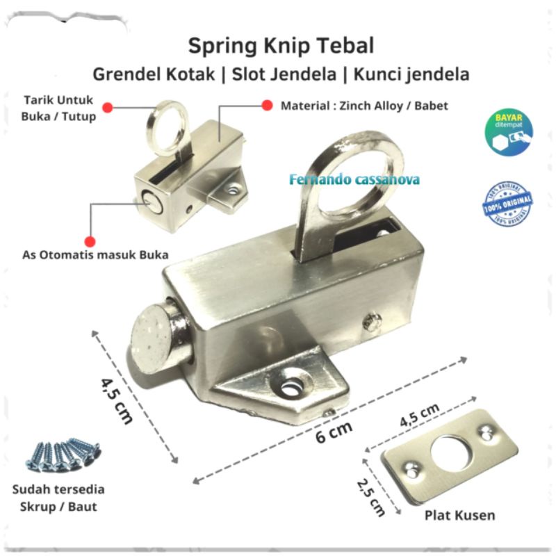 Spring Knife Grendel Slot kunci Jendel stainless slot kunci jendela