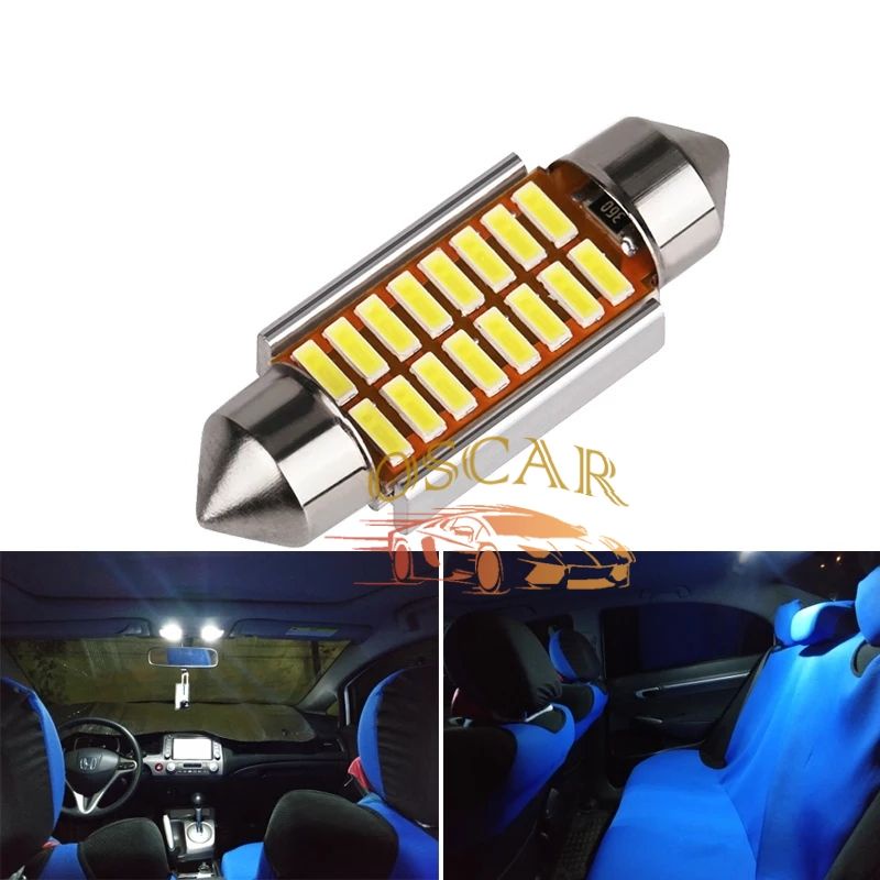 Lampu LED Plafon Kabin Mobil 4014/ 31MM 12SMD &amp; 36MM 16 SMD Headsink Light Canbus Feston