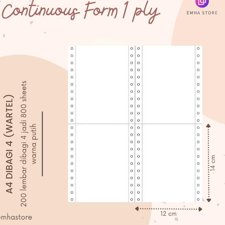 

Kertas Continuous Form Struk PPOB PLN A4 Dibagi 4 Wartel 1 Ply 200 Lembar EJ71 (Terkini)