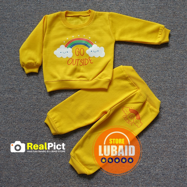 [SJK-RF08] LUBAID STORE, Setelan Sweater Anak 1 - 2 Tahun, Jaket Bayi RED FOREST Pelangi Go Outside-3